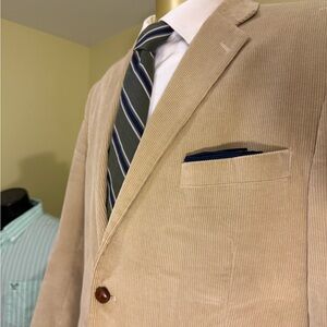 Vintage Saddlebred Tan Corduroy Sport Coat Blazer with leather buttons